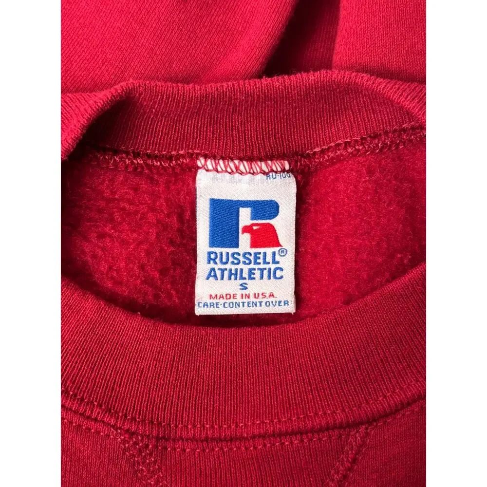 Vintage Russell Athletic Sweatshirt Small Mens Made USA Crewneck Deep Red